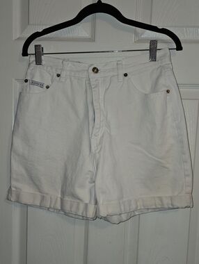 Route 66 White High-Rise Denim Shorts